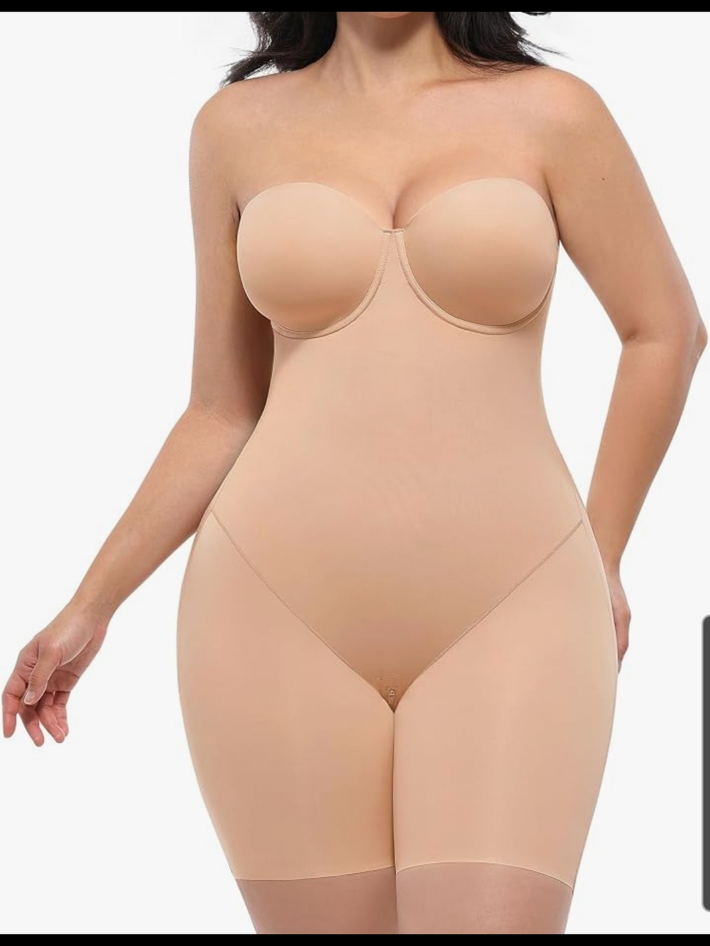 Strapless Nude Full-Body Shaper with Thigh Coverage